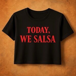 Black Crop Top with Red Print